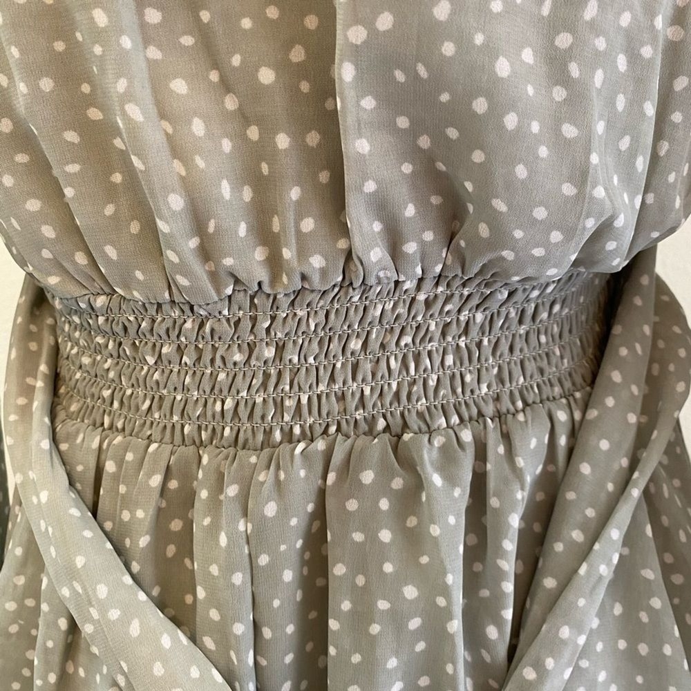 Japna Mint Green Polka Dot Ruffle Mini Dress Sheer A Line Cottagecore Boho Small - Picture 4 of 8